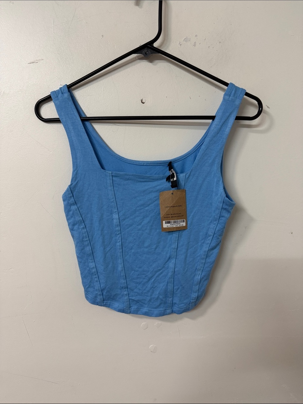 Ambiance Sky Blue Square Neck Crop Tank